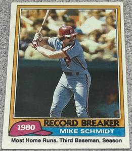 lot 331 image: 1981 Topps Baseball Card #206 - Mike Schmidt Record Breaker