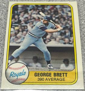 lot 335 image: 1981 Fleer Baseball Card #28 - George Brett (Batting)