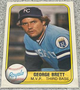 lot 336 image: 1981 Fleer Baseball Card #28 - George Brett (Portrait)