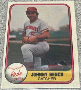 lot 337 image: 1981 Fleer Baseball Card #196 - Johnny Bench