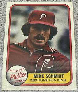 lot 340 image: 1981 Fleer Baseball Card #640 - Mike Schmidt