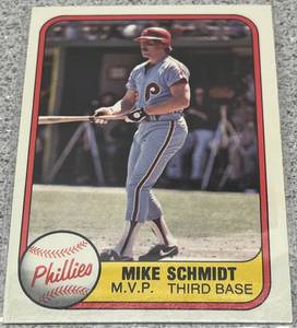 lot 341 image: 1981 Fleer Baseball Card #5 - Mike Schmidt