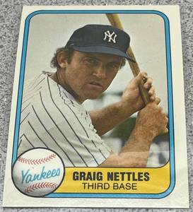 lot 342 image: 1981 Fleer Baseball Card #87 - Graig Nettles (Craig Error)
