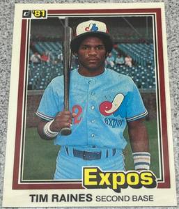 lot 354 image: 1981 Donruss Baseball Card #538 - Tim Raines Rookie