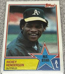 lot 357 image: 1983 Topps Baseball Card #391 - Rickey Henderson All-Star
