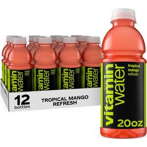 lot 692 image: vitaminwater Refresh Tropical Mango Nutrient Enhanced Flavored Water Beverage, 20 fl oz Bottles, 12 Pack. BB July 2026