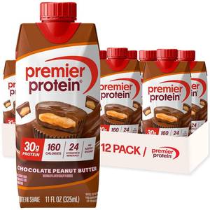 lot 711 image: Premier Protein Shake, Chocolate Peanut Butter, 30g Protein, No Added Sugar, 24 Vitamins & Minerals to Support Immune Health, 11 fl oz, 12 Pack. BB July 2026