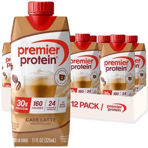 lot 715 image: Premier Protein Shake, Caf  Latte with Caffeine for Energy   30g Protein, No Added Sugar, 24 Vitamins & Minerals to Support Immune Health, 11 fl oz, 12 Pack. BB July 2026