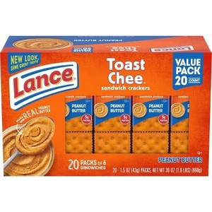 lot 812 image: Lance Real Peanut Butter Toast Chee Cracker Sandwiches - 30.3oz - 20ct BB Feb 7, 2026