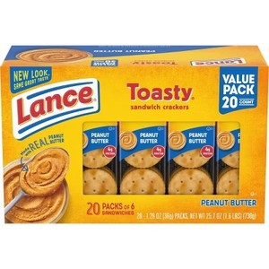 lot 813 image: Lance Peanut Butter Toasty Cracker Sandwiches - 20ct BB February 28,2026
