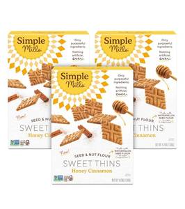 lot 876 image: Simple Mills Honey Cinnamon Seed & Nut Flour Sweet Thins, Paleo Friendly & Delicious Sweet Thin Cookies, Good for Snacks, Nutrient Dense, 4.25 oz, 3 Count BB 1 1126