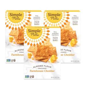 lot 878 image: Simple Mills Almond Flour Crackers, Farmhouse Cheddar, 4.25 oz, 3 count BB 21726