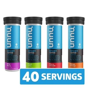 lot 879 image: Nuun Sport Caffeine Electrolyte Tablets for Proactive Hydration, Mixed Flavor, 4 - 10 Count Tubes BB 926
