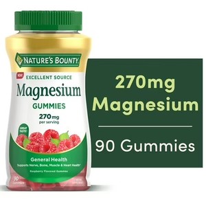 lot 892 image: LOT of 2, Nature s Bounty  Magnesium Gummies, Magnesium Citrate 270mg, Raspberry Gummies, 90 Count BB 226
