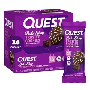 lot 909 image: Quest Bake Shop Frosted Cookies, Chocolate Cake Flavor, 10g Protein, 8 Count BB 2626