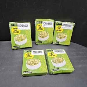 lot 948 image: Lot of 5, Chutnefy Palak Dal Khichdi (Loaded with Spinach, Ghee and Nuts)  1.8oz (Dry)  Serves 1 - 2 (Add Hot Water to Make 7.8 oz)  Ready to Eat Instant Meal  No Cooking Needed  No Artificial Ingredients. BB SEPT 1 2026