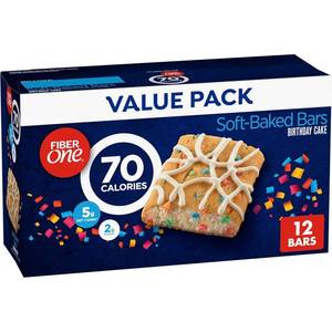 lot 969 image: Fiber One 70 Calorie Soft-Baked Bars, Birthday Cake, Snack Bars, 12 ct. BB JAN 12,2026