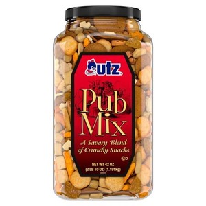 lot 982 image: Utz Pub Mix, 42 Oz. Barrel, Savory Snack Mix with a Blend of Crunchy Flavors for a Tasty Party Snack, Resealable Container, Trans-Fat Free and Kosher Certified BB FEB 16, 2026