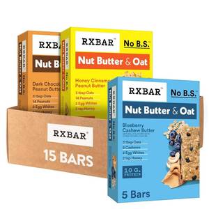 lot 990 image: RXBAR Nut Butter and Oat Protein Bars, Protein Snack, Snack Bars, Variety Pack (3 Boxes, 15 Bars)BB Blue Box April 2026 oh, there are two boxes May 2026