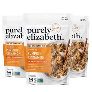lot 1001 image: Purely Elizabeth, Pumpkin Cinnamon, Ancient Grain Granola, Gluten-Free, Non-GMO, 12 Ounce (Pack of 3) BB 1726