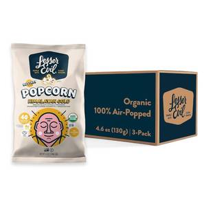 lot 1004 image: LesserEvil Himalayan Gold Organic Popcorn, Premium Quality, Minimally Processed, No Vegetable Oil, 4.6 Oz (Pack of 3) Feb 2,2026