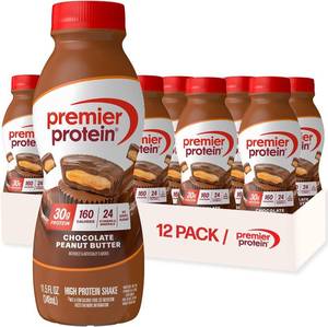 lot 1009 image: Premier Protein Shake, Chocolate Peanut Butter, 30g Protein, No Added Sugar, 24 Vitamins & Minerals to Support Immune Health, 11.5 fl oz, 12 Pack BB July 4, 2026