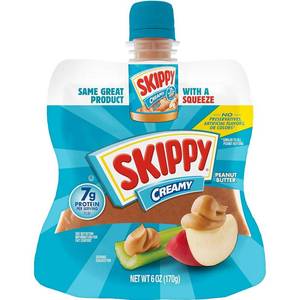lot 1027 image: SKIPPY Squeeze Creamy Peanut Butter, 6 Ounce (Pack of 5) BB JAN 21,2027