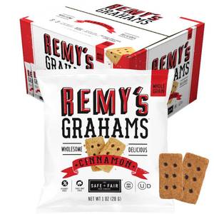 lot 1030 image: Safe  Fair Remys Cinnamon Grahams 24ct - Wholesome Healthy Snacks - Bite-Sized Whole Grain Treats - Single-Serve Pouches for School Lunches - PeanutTree Nut-Free - EBT Eligible Food Items BB 4726
