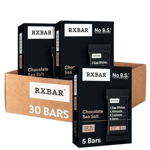 lot 1036 image: RXBAR Protein Bars, 12g Protein, Gluten Free Snacks, Chocolate Sea Salt (6 Boxes, 30 Bars) BB FEB 24,2026
