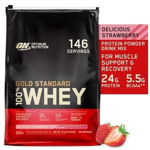 lot 1046 image: $158 Optimum Nutrition, Gold Standard 100% Whey Protein Powder, Delicious Strawberry, 10 lb, 146 Servings BB 1,15,2026