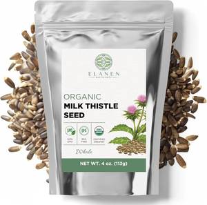 lot 1079 image: Organic Milk Thistle Seeds 4 oz. (113g), USDA Certified Organic Semillas de Mariano, Silybum marianum, Bulk Dried Natural Milk Thistle Seed, Whole BB 526