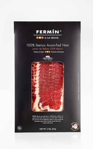 lot 1102 image: Fermin A Cut Above 100% Iberico Acorn Fed Ham Sliced (Jamon de Bellota 100% Iberico en lonchas ) Hand Carved Style 2 oz Pack (1) BB 4126