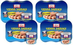 lot 1132 image: Libbys Vienna Sausage, Ready to Eat Canned Meat, 10g Protein Per Serving, 4.6 oz. Can (Pack of 24) BB March 12, 2027
