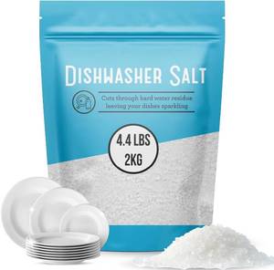 lot 1172 image: IMPRESA Dishwasher Salt for Hard Water - 4.4 lb (2 kg) Coarse Grain Water Softener Salt - Pure Additive-Free & Spotless Finish - compatible with Bosch, Miele, Whirlpool & Thermador Models