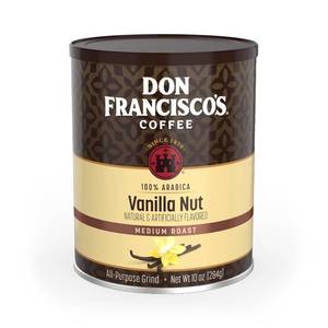 lot 1175 image: Don Franciscos Premium Vanilla Nut Ground Flavored Coffee Rich, Aromatic 100% Arabica Beans - Family Crafted for a Delightful Morning Brew (10 oz Can) BB 1225