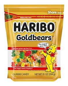 lot 1179 image: Goldbears Gummy Candy Sharing Size for Kids and Family Indulgement - Original Haribo Gummy Bears Bulk Candy Pineapple, Strawberry, Lemon, Orange, and Raspberry Flavors, (12 Pack) No printed expiration or best-by date.