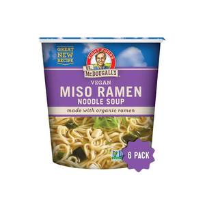 lot 1235 image: Dr. McDougalls Vegetarian Miso Ramen Noodle Soup Cup - Organic Ramen Noodles with Real Miso & Wakame Seaweed - Vegan, Non-GMO, Instant Soup - 1.9 oz (Pack of 6) 3, 2027