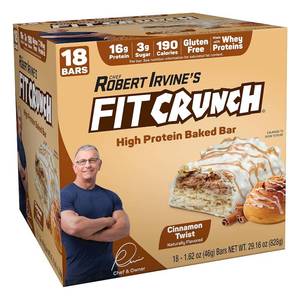 lot 1245 image: FITCRUNCH Snack Size Protein Bars, 6-Layer Baked Bar, 3g of Sugar & Soft Cake Core (18 Bars, Cinnamon Twist) BB 11241025