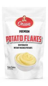 lot 1261 image: Potato Flakes by Onuva - 2lb (907g) - Instant and convenient to cook - Dehydrated Whole Foods for Emergency Food Storage - Camping Supplies, and Survival Kits - Sealed Fresh. BB 1224