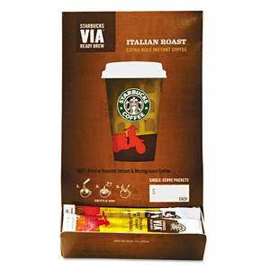 lot 1263 image: Starbucks VIA  Ready Brew Italian Roast Coffee (50 count) BB AUG 2025
