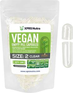 lot 1295 image: XPRS Nutra Size 2 Empty Capsules - 100 Clear Empty Vegan Capsules - Vegetarian Pill - DIY Vegetable Capsule Filling - Veggie Caps Pills for Do-It-Yourself Supplements