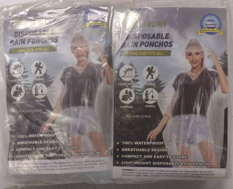 lot 219 image: Meromy Disposable Rain Ponchos - One Size Fits All