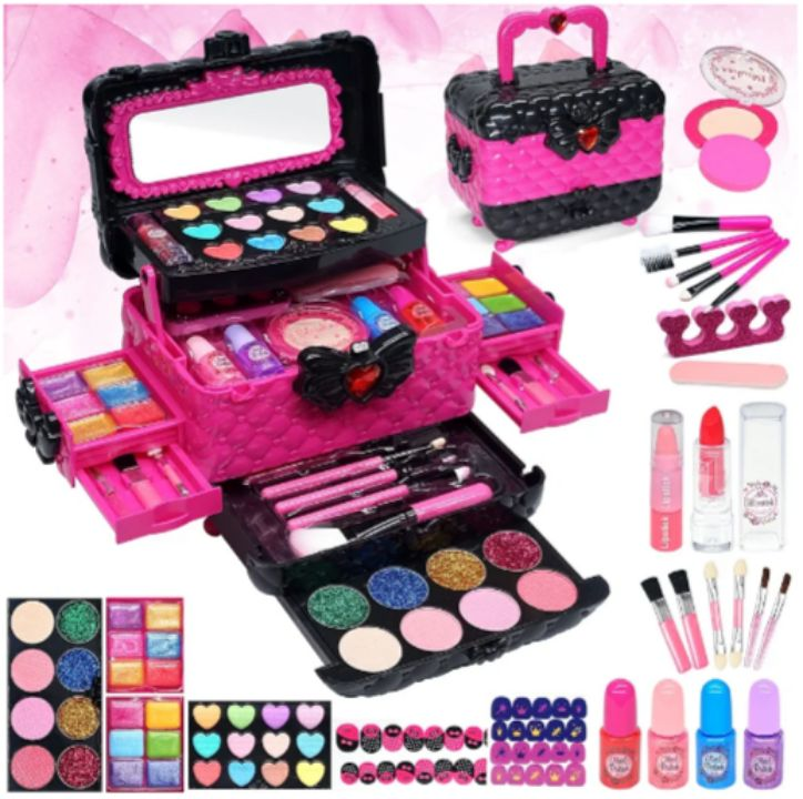 lot 213 image: Kids Makeup Sets for Girls - Kids Makeup Kit for Girls, Maquillaje para Ni�as, Play Make Up Kit, Best Toys for Little Girl,Princess Toddler Kid Stuff, Ages456789 10-12 Year Old Girl Birthday Gifts