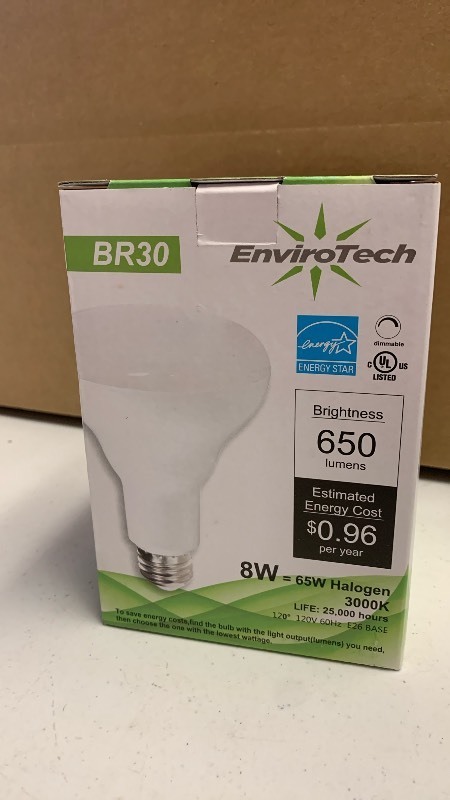lot 161 image: EnviroTech BR30 LED Flood Light Bulb 8W Dimmable 650 Lumens DP60