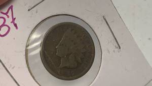 lot 23 image: 1887 Indian Head Penny One Cent Coin RC50