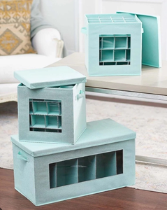 lot 19 image: Tidy & co 3 piece multi purpose collapsible storage set green