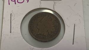 lot 25 image: 1907 Indian Head Penny One Cent Coin RC50