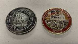 lot 32 image: Lot of 2 Medallions - Historic Tredegar Ironworks Souvenir, token for the Wilsons Creek National Battlefield in Missouri RC50
