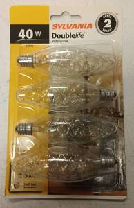 lot 353 image: Crystal Decorative DOUBLElife B10 120V Light Bulb, 40W 4 Pack