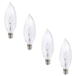 lot 355 image: Sylvania 60W Clear B10 Light Bulb Double Life 4 pack